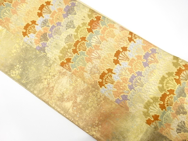 引箔　草葉模様織り出し　袋帯